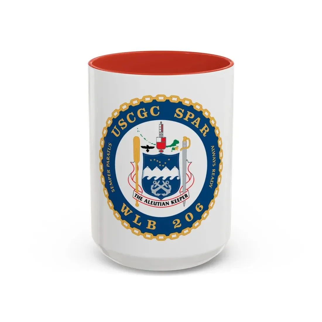 USCGC Spar WLB 206 (U.S. Coast Guard) Accent Coffee Mug 15oz Red - Go Mug Yourself