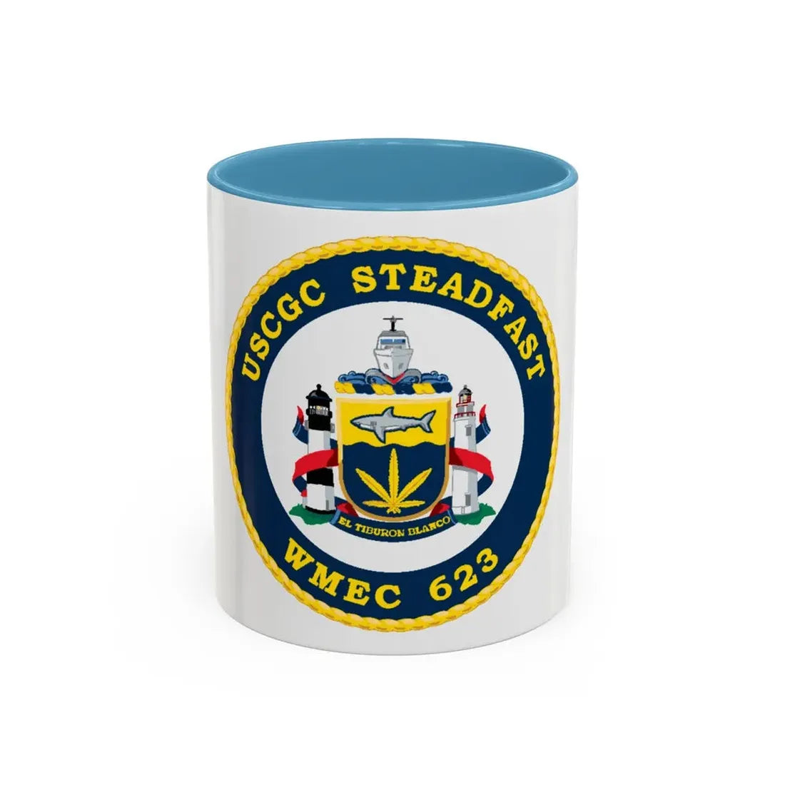 USCGC Steadfast WMEC 623 (U.S. Coast Guard) Accent Coffee Mug 11oz Light Blue - Go Mug Yourself