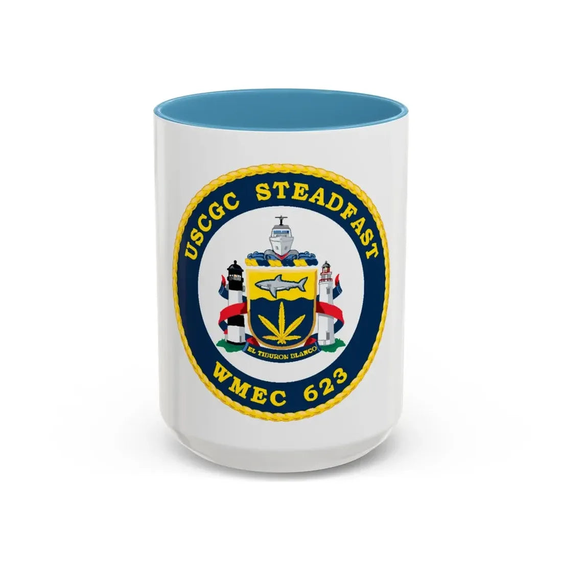 USCGC Steadfast WMEC 623 (U.S. Coast Guard) Accent Coffee Mug 15oz Light Blue - Go Mug Yourself
