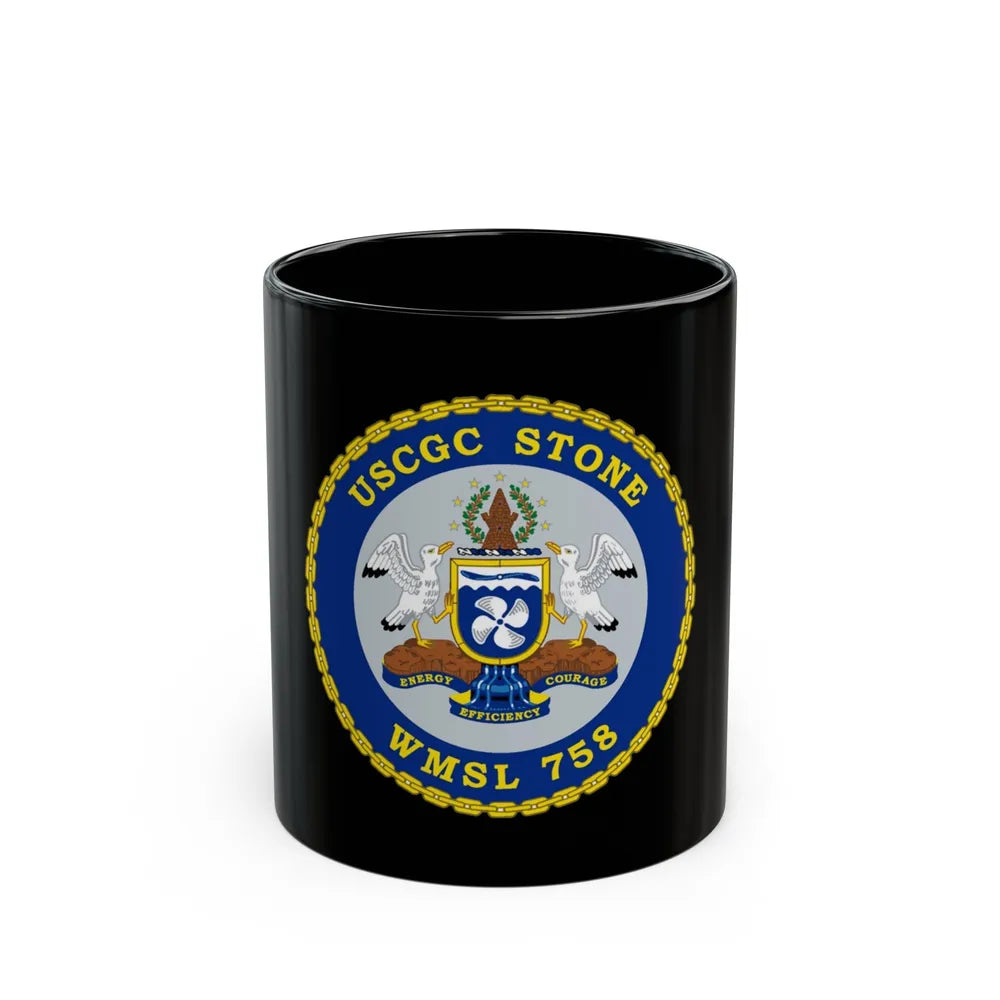 USCGC STONE WMSL 758 (U.S. Coast Guard) Black Coffee Mug-11oz-Go Mug Yourself