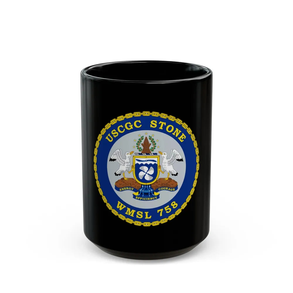 USCGC STONE WMSL 758 (U.S. Coast Guard) Black Coffee Mug-15oz-Go Mug Yourself