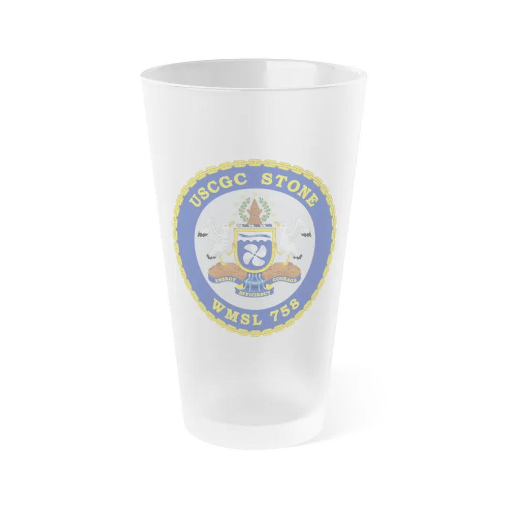 USCGC STONE WMSL 758 (U.S. Coast Guard) Frosted Pint Glass 16oz-Go Mug Yourself