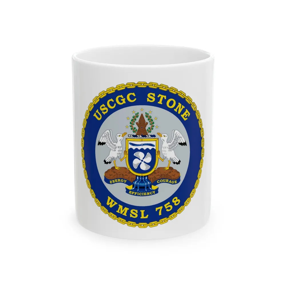 USCGC STONE WMSL 758 (U.S. Coast Guard) White Coffee Mug-11oz-Go Mug Yourself