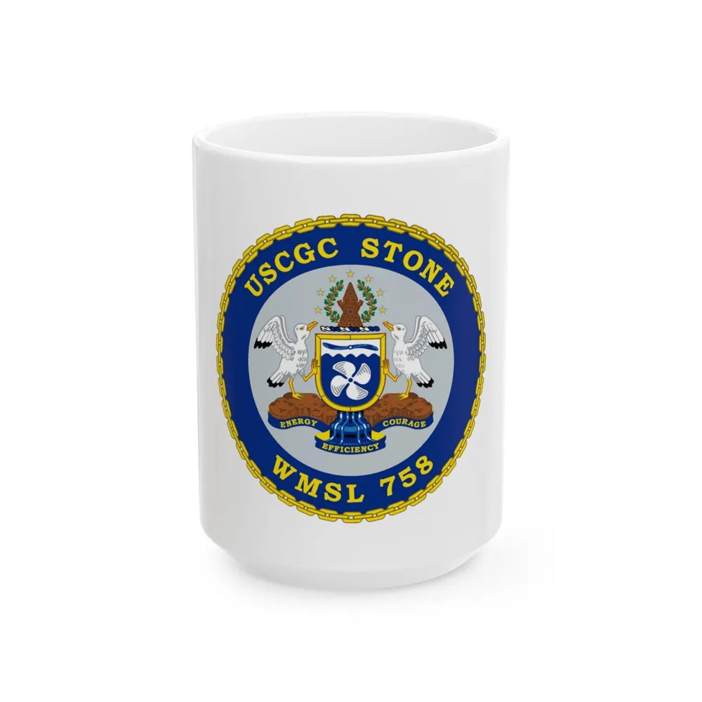 USCGC STONE WMSL 758 (U.S. Coast Guard) White Coffee Mug-15oz-Go Mug Yourself