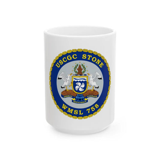 USCGC STONE WMSL 758 (U.S. Coast Guard) White Coffee Mug-15oz-Go Mug Yourself