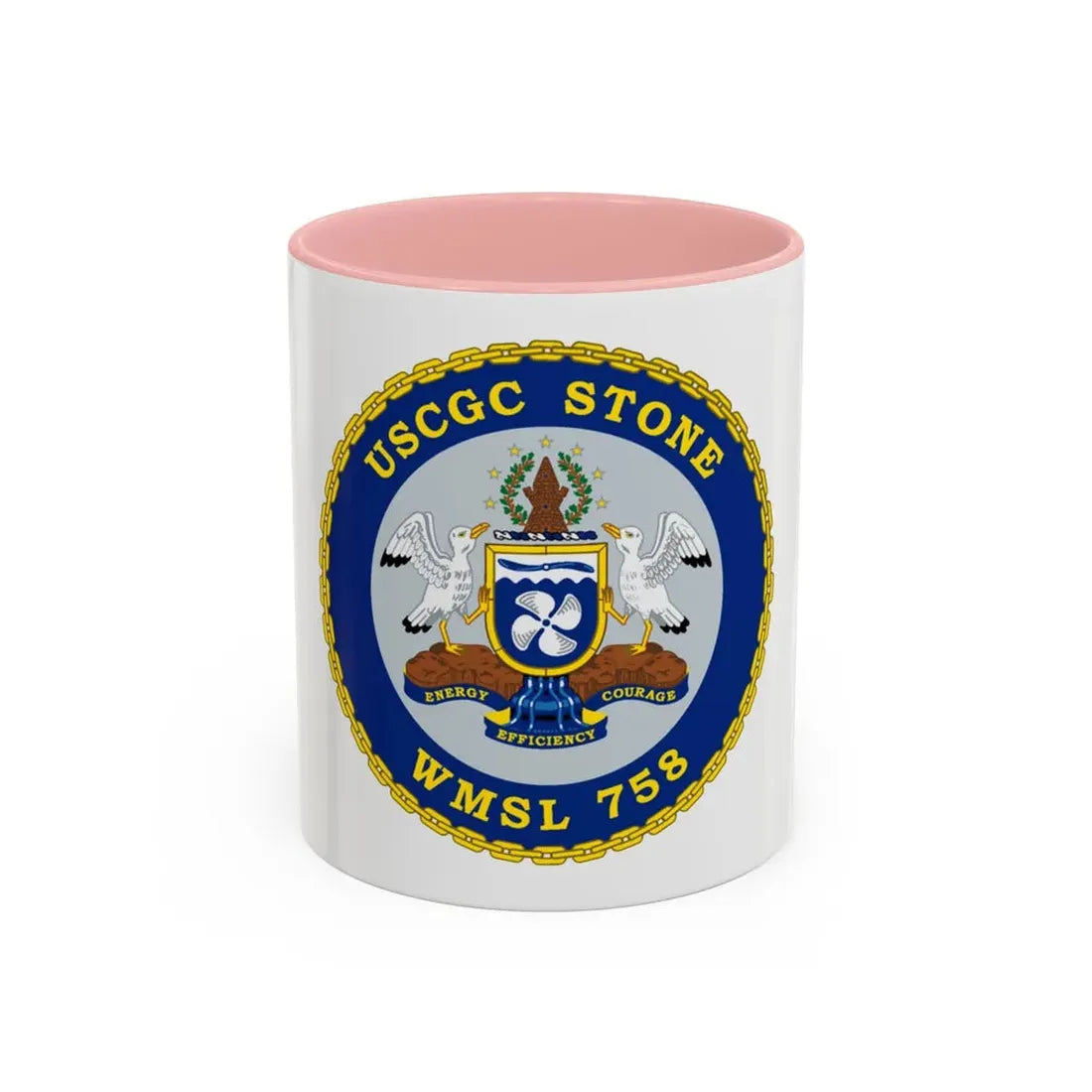 USCGC STONE WMSL 758 (U.S. Coast Guard) Accent Coffee Mug 11oz Pink - Go Mug Yourself
