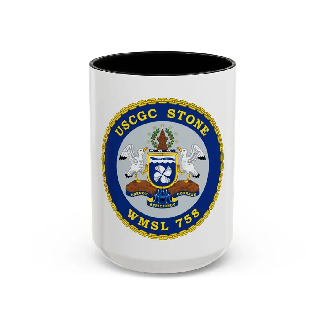 USCGC STONE WMSL 758 (U.S. Coast Guard) Accent Coffee Mug 15oz Black - Go Mug Yourself
