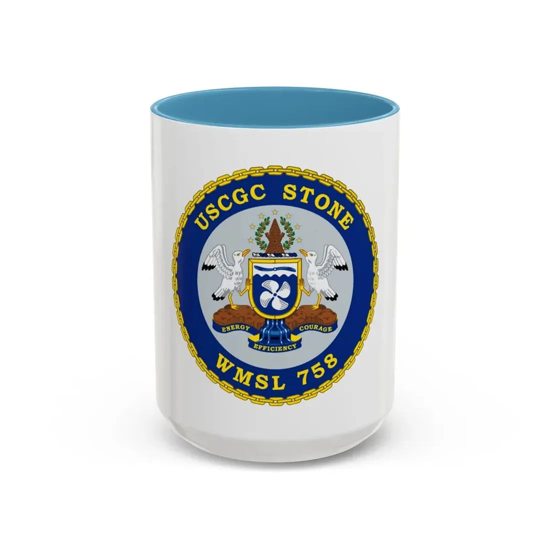 USCGC STONE WMSL 758 (U.S. Coast Guard) Accent Coffee Mug 15oz Light Blue - Go Mug Yourself