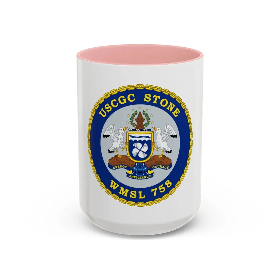 USCGC STONE WMSL 758 (U.S. Coast Guard) Accent Coffee Mug 15oz Pink - Go Mug Yourself
