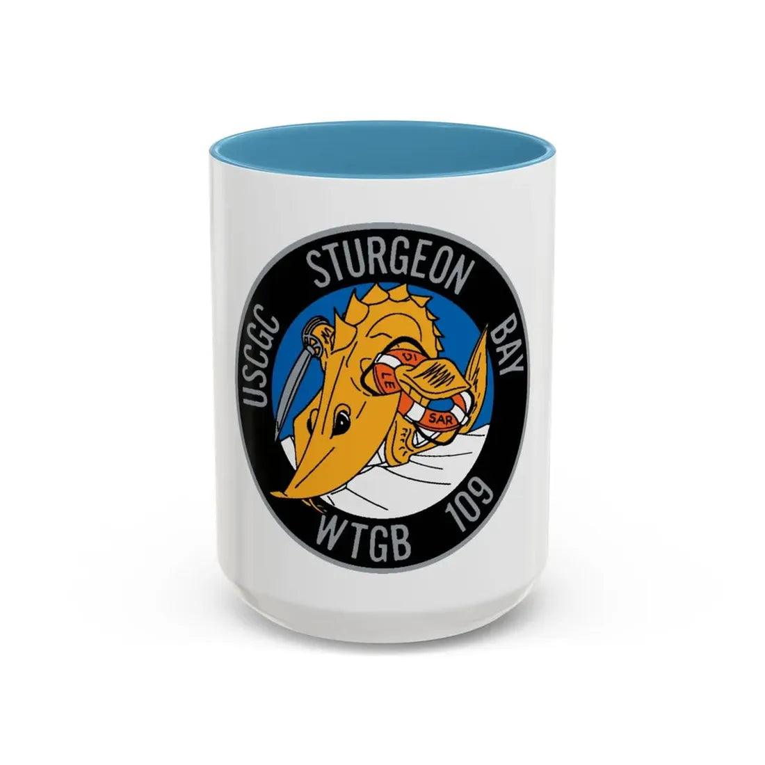 USCGC Sturgeon WTGB 109 (U.S. Coast Guard) Accent Coffee Mug 15oz Light Blue - Go Mug Yourself
