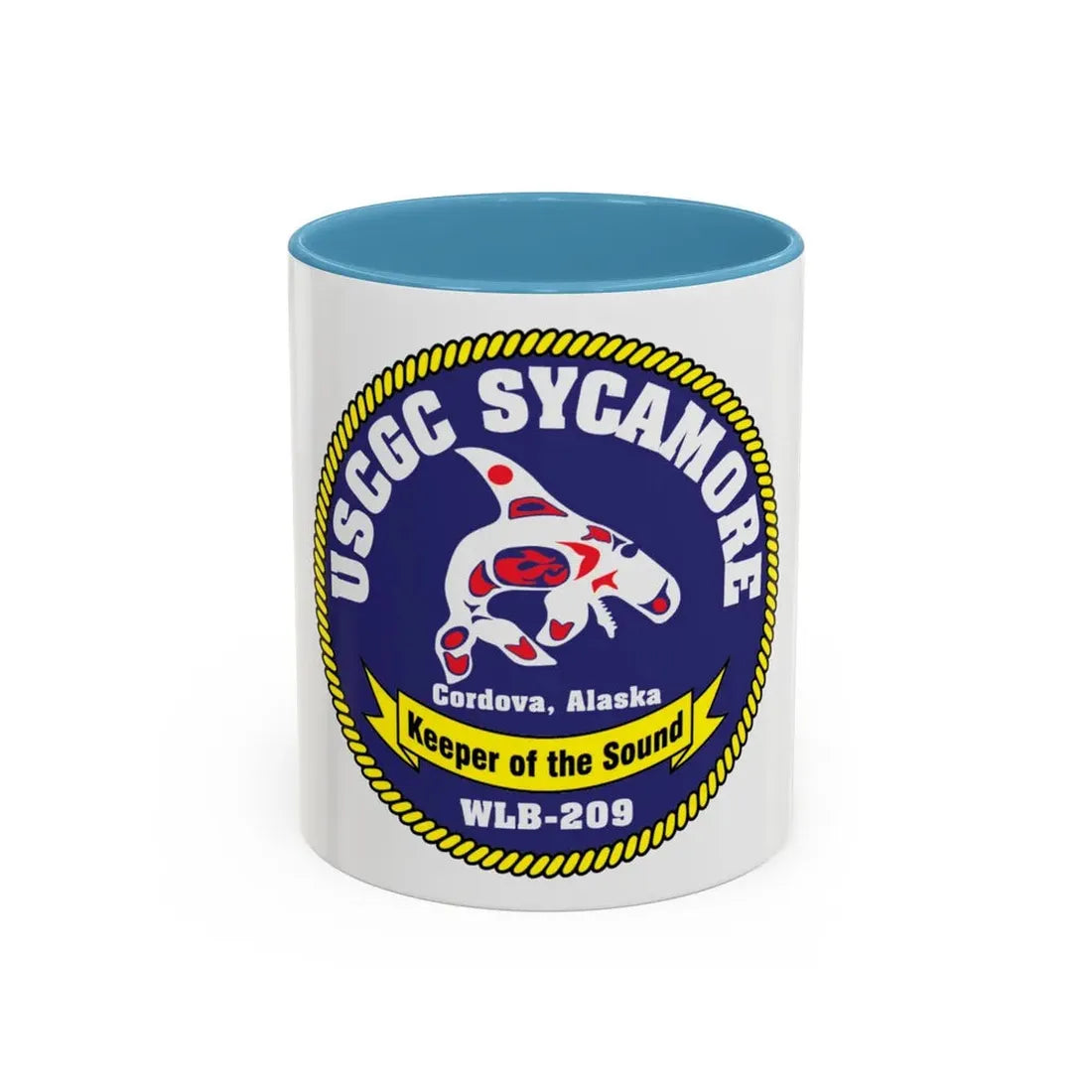 USCGC Sycamore WLB 209 (U.S. Coast Guard) Accent Coffee Mug 11oz Light Blue - Go Mug Yourself