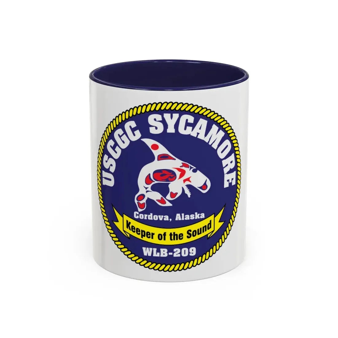 USCGC Sycamore WLB 209 (U.S. Coast Guard) Accent Coffee Mug 11oz Navy - Go Mug Yourself