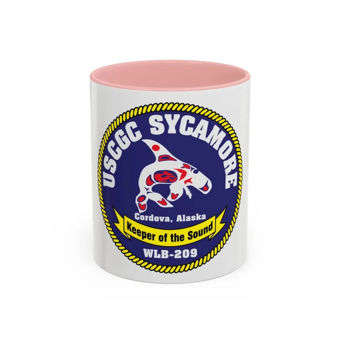 USCGC Sycamore WLB 209 (U.S. Coast Guard) Accent Coffee Mug 11oz Pink - Go Mug Yourself