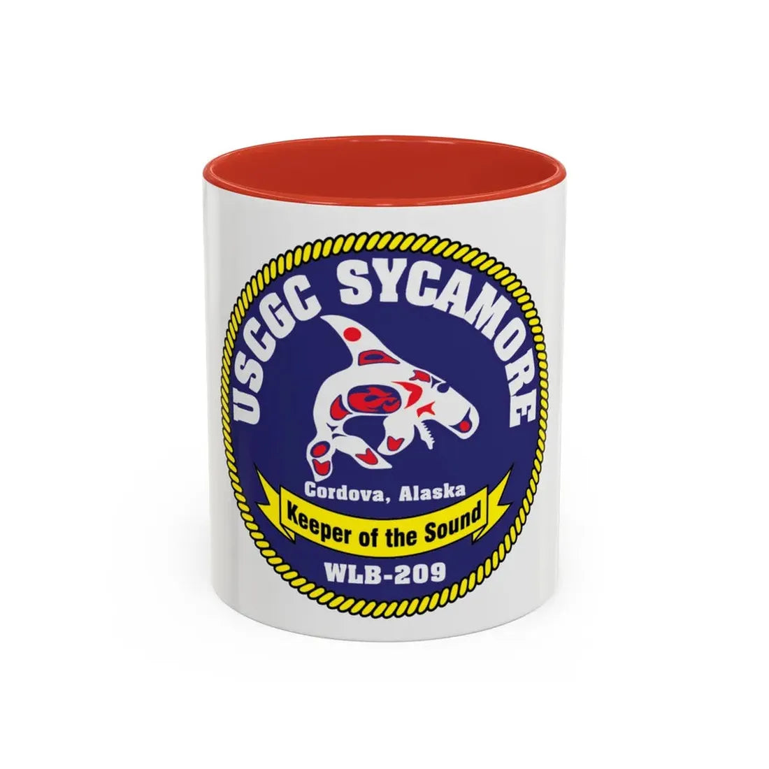 USCGC Sycamore WLB 209 (U.S. Coast Guard) Accent Coffee Mug 11oz Red - Go Mug Yourself
