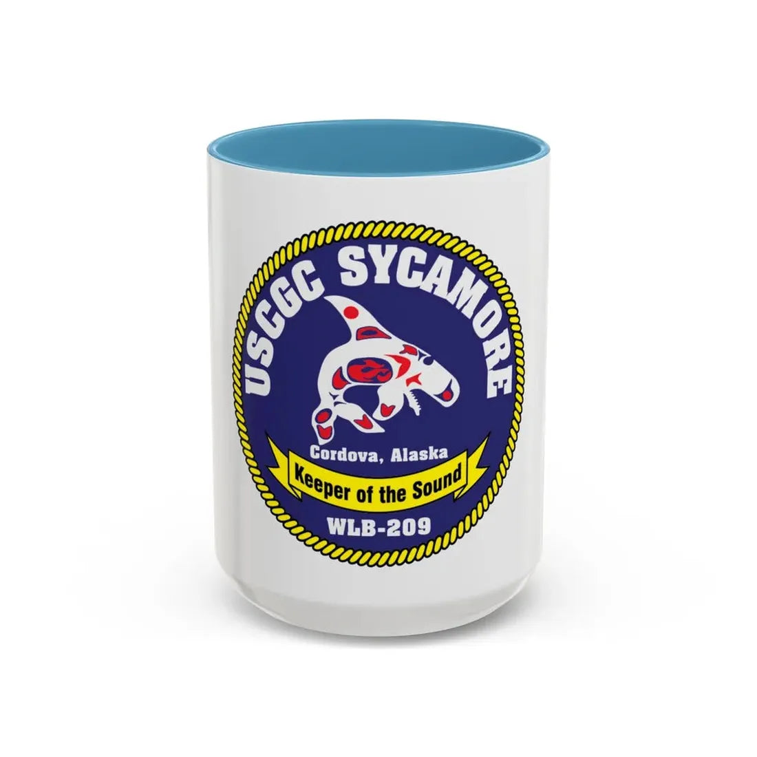 USCGC Sycamore WLB 209 (U.S. Coast Guard) Accent Coffee Mug 15oz Light Blue - Go Mug Yourself