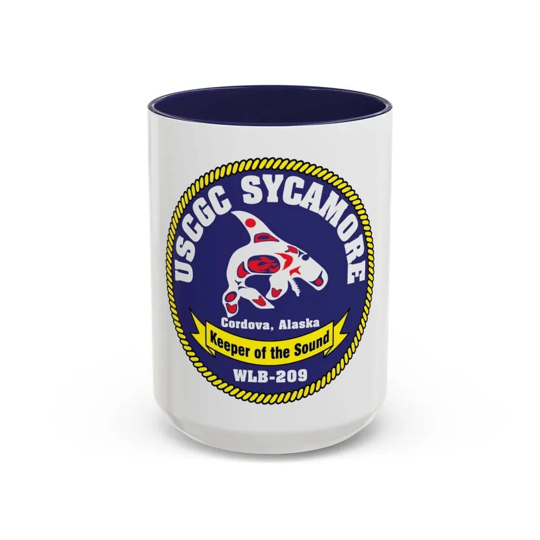 USCGC Sycamore WLB 209 (U.S. Coast Guard) Accent Coffee Mug 15oz Navy - Go Mug Yourself