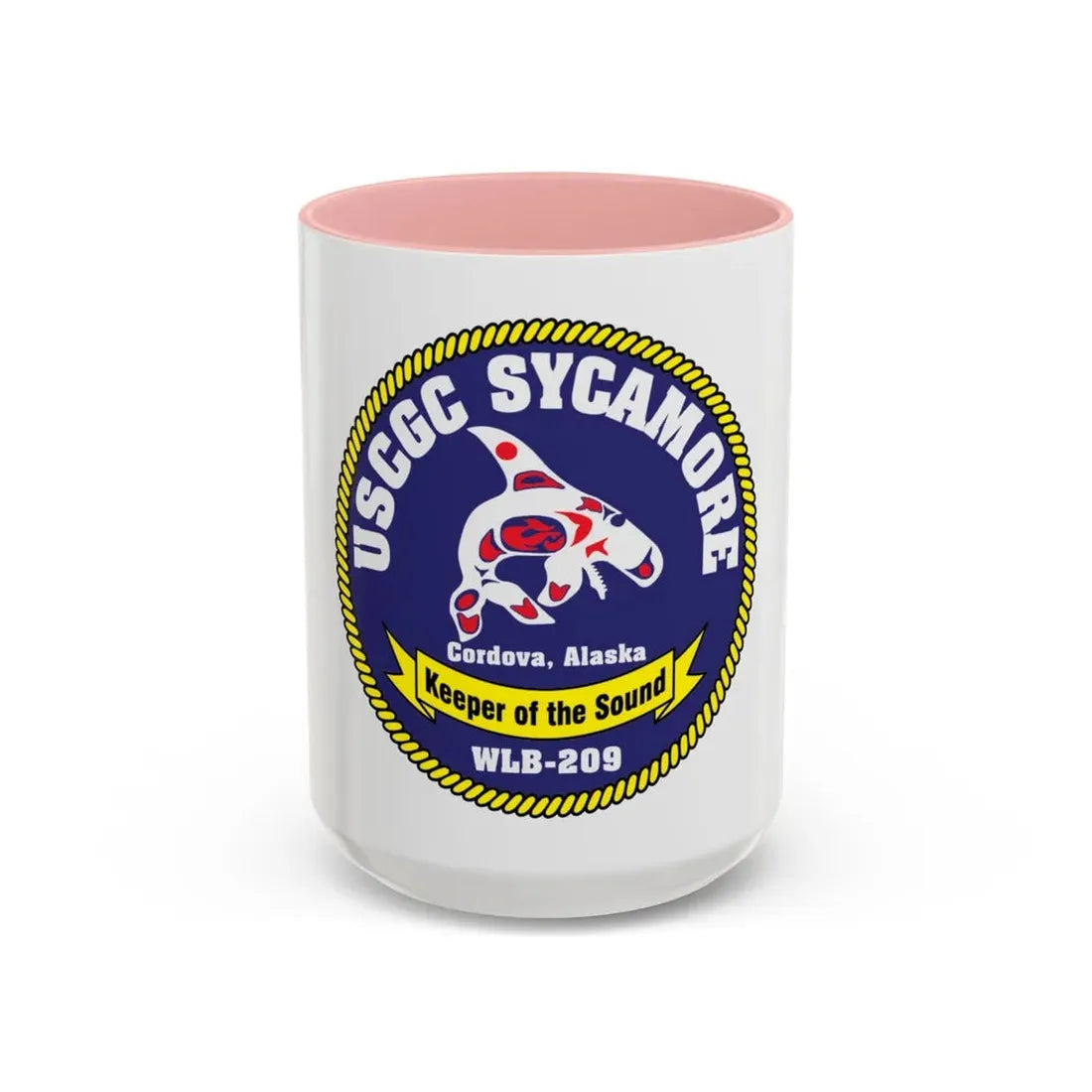 USCGC Sycamore WLB 209 (U.S. Coast Guard) Accent Coffee Mug 15oz Pink - Go Mug Yourself