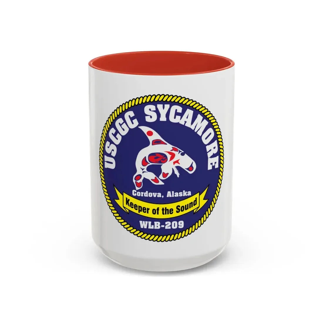 USCGC Sycamore WLB 209 (U.S. Coast Guard) Accent Coffee Mug 15oz Red - Go Mug Yourself