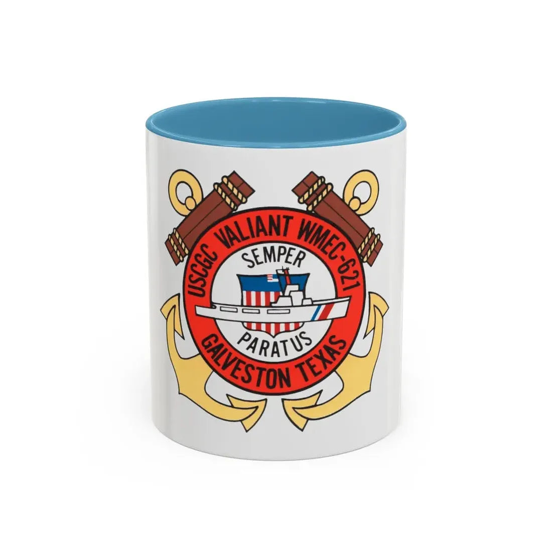 USCGC Valiant WMEC 621 (U.S. Coast Guard) Accent Coffee Mug 11oz Light Blue - Go Mug Yourself