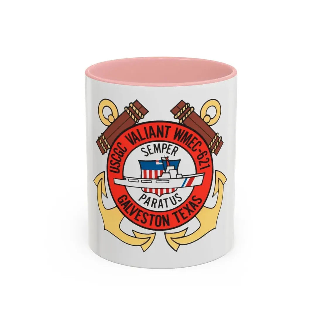 USCGC Valiant WMEC 621 (U.S. Coast Guard) Accent Coffee Mug 11oz Pink - Go Mug Yourself