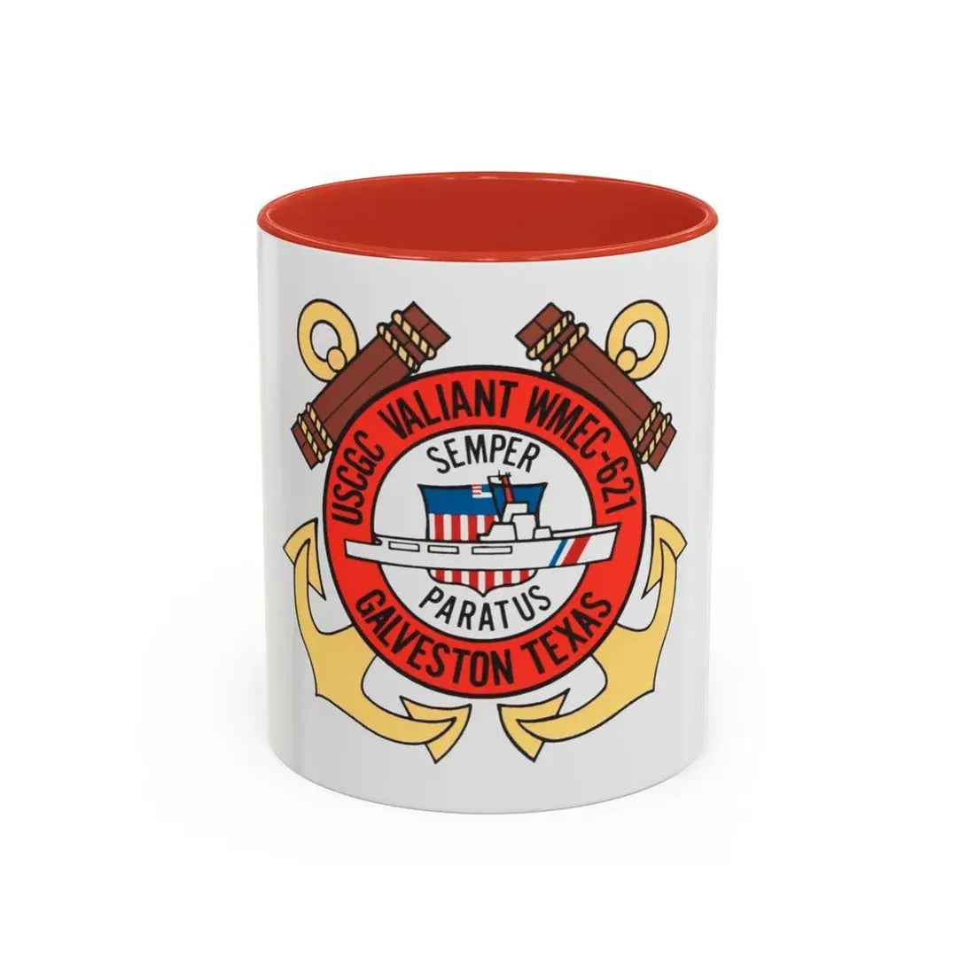 USCGC Valiant WMEC 621 (U.S. Coast Guard) Accent Coffee Mug 11oz Red - Go Mug Yourself