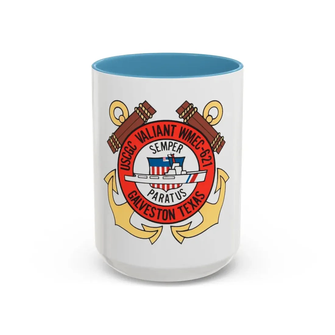 USCGC Valiant WMEC 621 (U.S. Coast Guard) Accent Coffee Mug 15oz Light Blue - Go Mug Yourself
