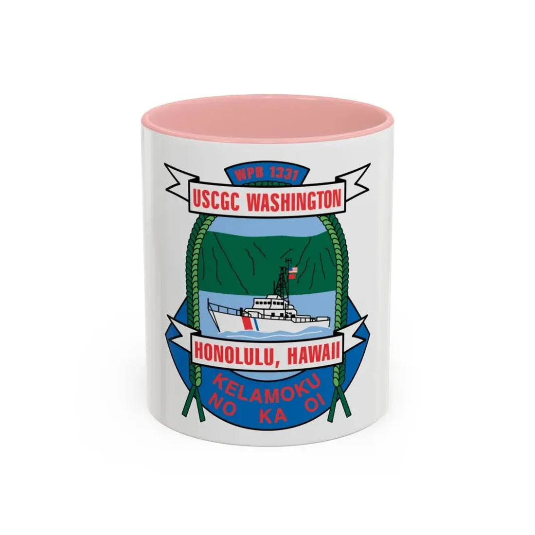 USCGC Washington WPB 1331 Honolulu Hawaii (U.S. Coast Guard) Accent Coffee Mug 11oz Pink - Go Mug Yourself
