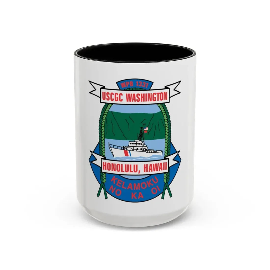 USCGC Washington WPB 1331 Honolulu Hawaii (U.S. Coast Guard) Accent Coffee Mug 15oz Black - Go Mug Yourself