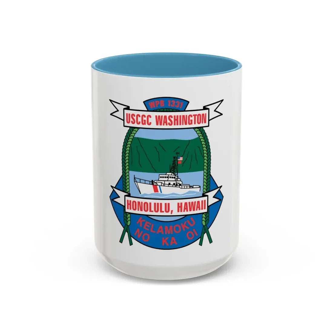 USCGC Washington WPB 1331 Honolulu Hawaii (U.S. Coast Guard) Accent Coffee Mug 15oz Light Blue - Go Mug Yourself