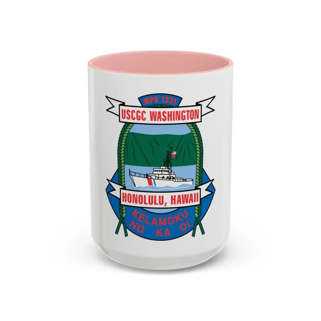USCGC Washington WPB 1331 Honolulu Hawaii (U.S. Coast Guard) Accent Coffee Mug 15oz Pink - Go Mug Yourself