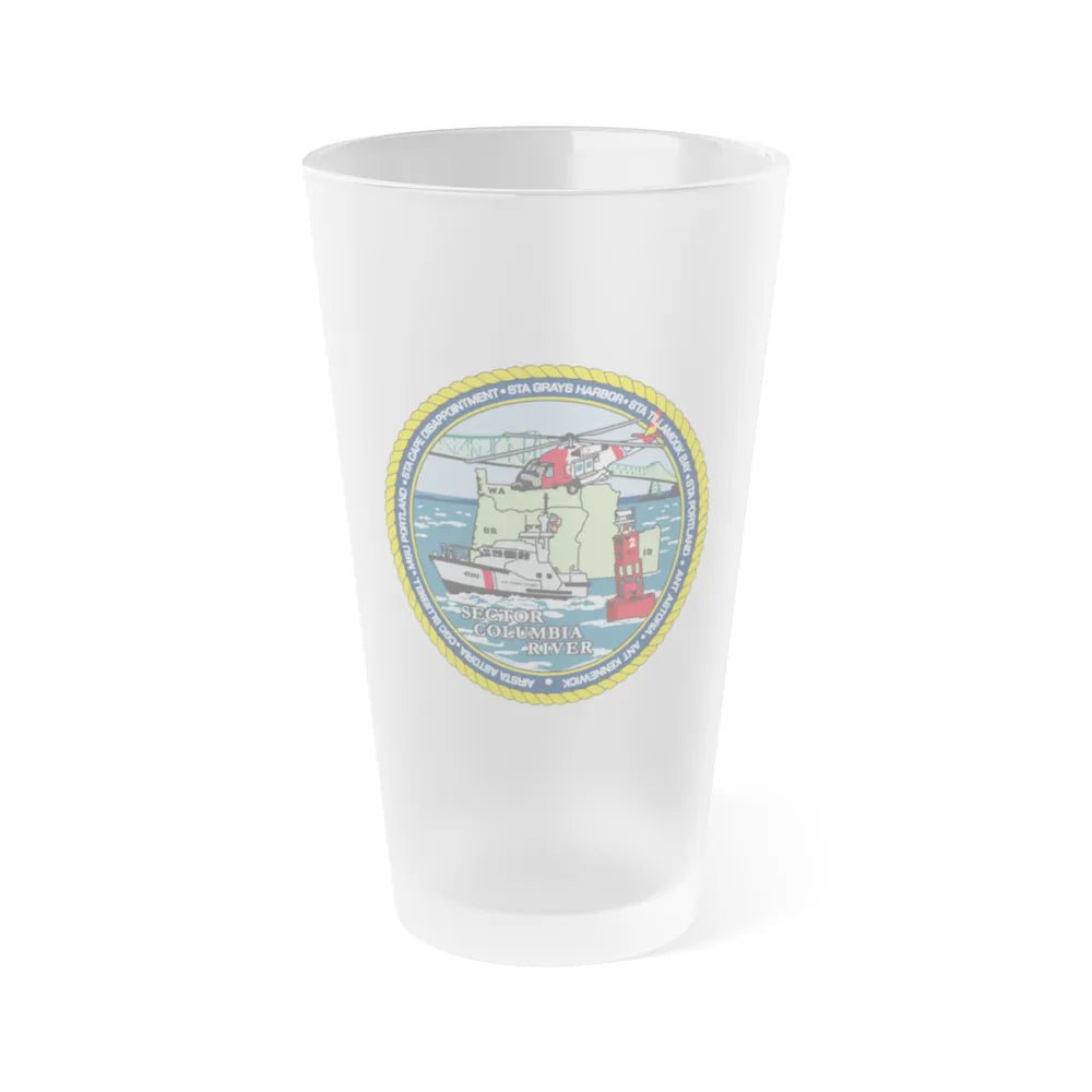 USCGS Columbia River (U.S. Coast Guard) Frosted Pint Glass 16oz-Go Mug Yourself