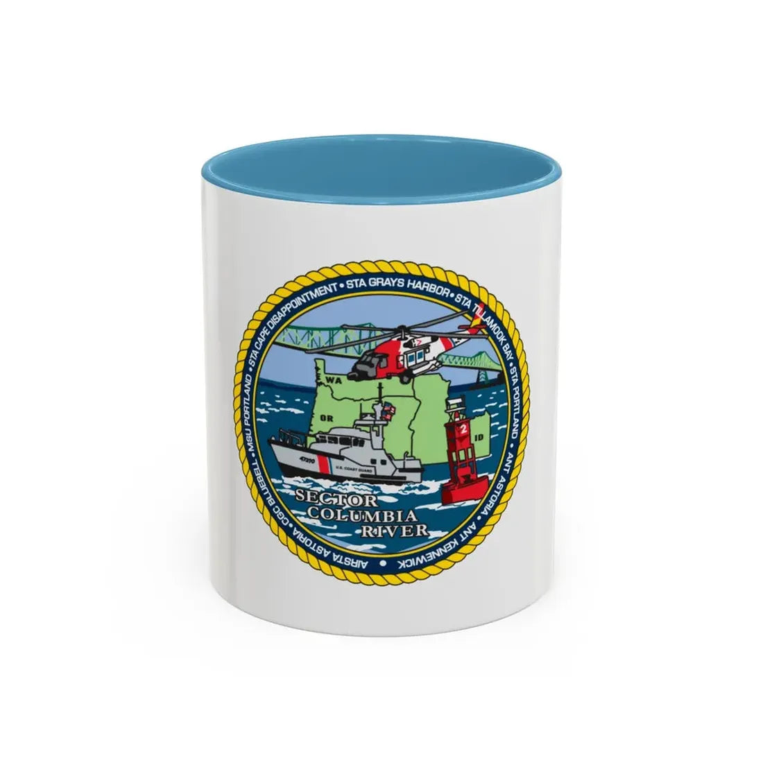 USCGS Columbia River (U.S. Coast Guard) Accent Coffee Mug 11oz Light Blue - Go Mug Yourself