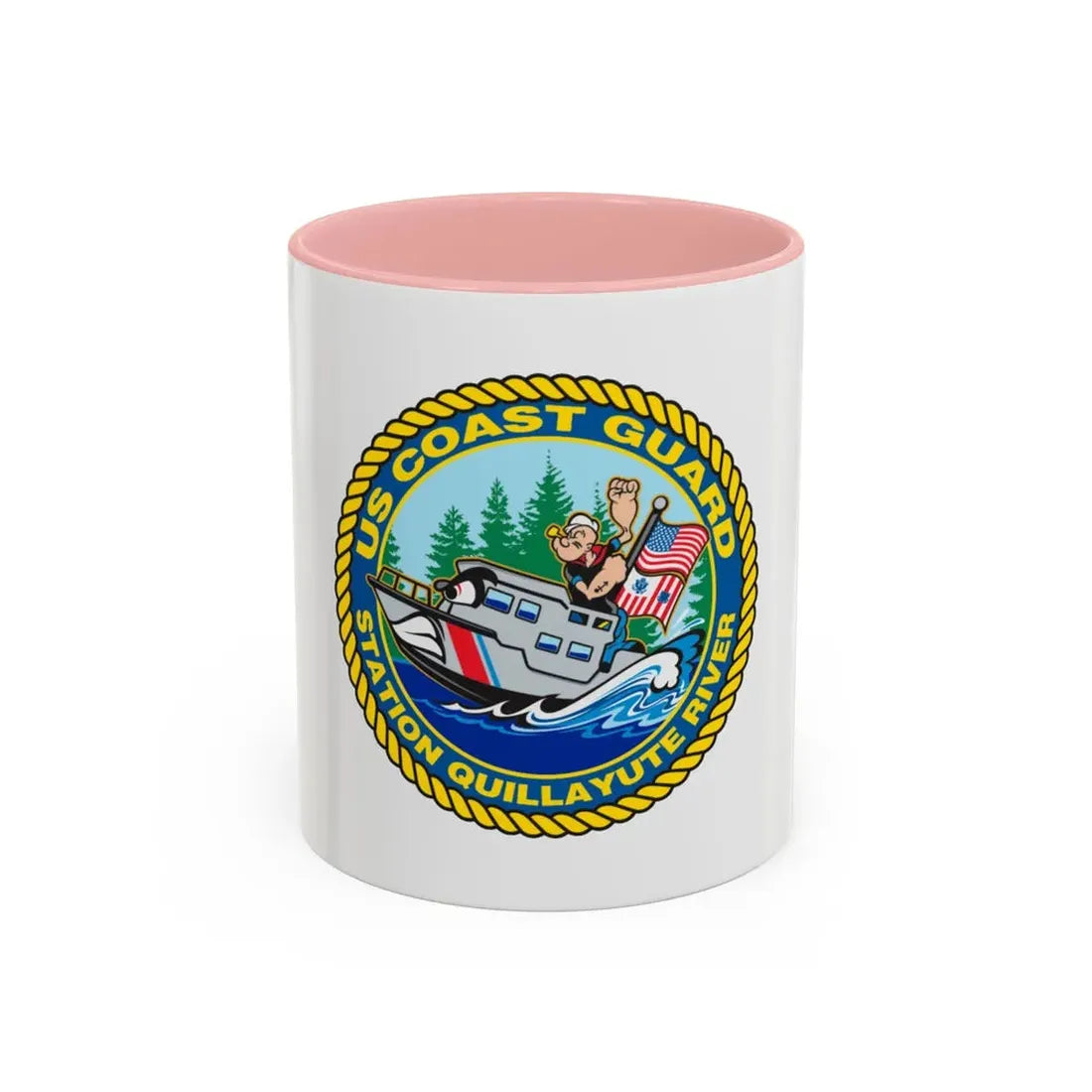 USCGS Quillayute River (U.S. Coast Guard) Accent Coffee Mug 11oz Pink - Go Mug Yourself