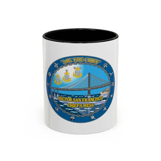 USCGS San Francisco Ask The Chief (U.S. Coast Guard) Accent Coffee Mug 11oz Black - Go Mug Yourself