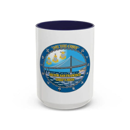 USCGS San Francisco Ask The Chief (U.S. Coast Guard) Accent Coffee Mug 15oz Navy - Go Mug Yourself