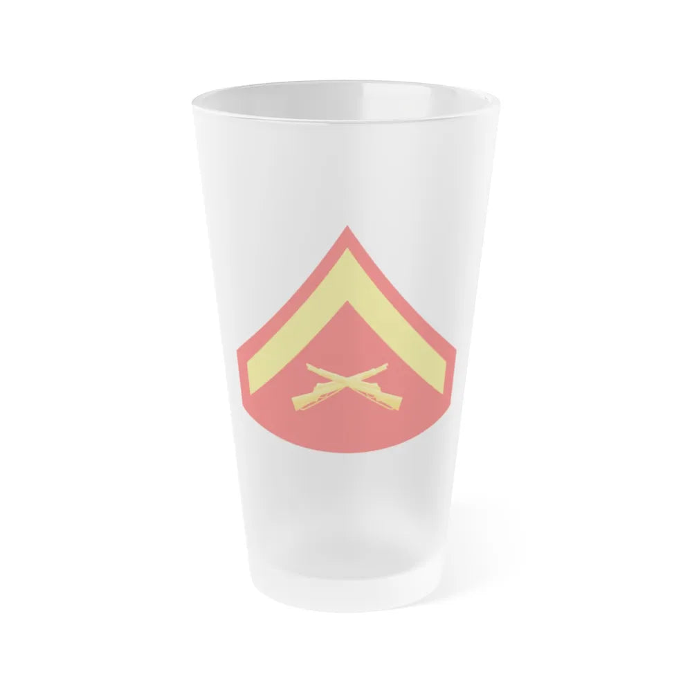 USMC E3 (USMC) Frosted Pint Glass 16oz-Go Mug Yourself