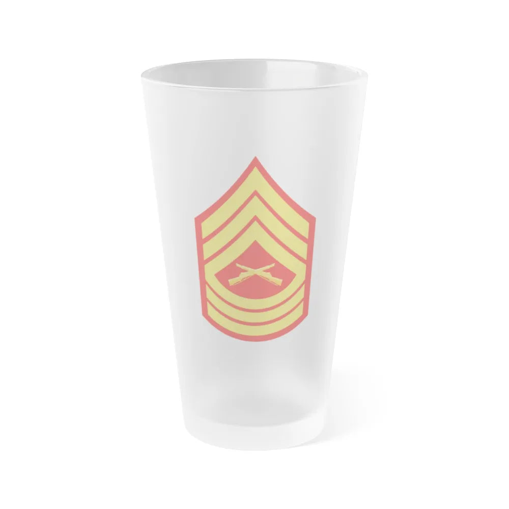 USMC E8 MSG (USMC) Frosted Pint Glass 16oz-Go Mug Yourself