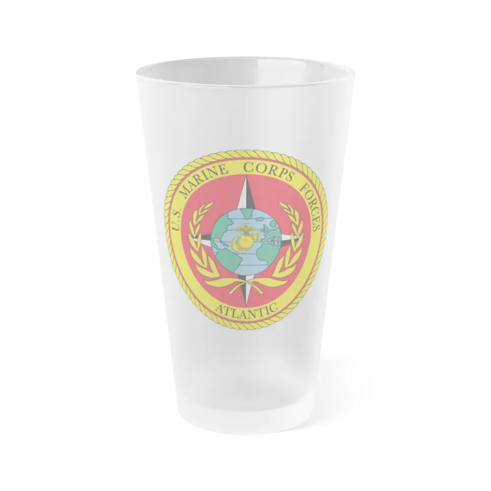 USMC Forces Atlantic (USMC) Frosted Pint Glass 16oz-Go Mug Yourself