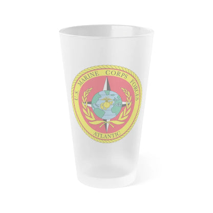 USMC Forces Atlantic (USMC) Frosted Pint Glass 16oz-Go Mug Yourself