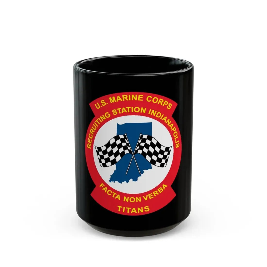 USMC Recruiting Station Indianapolis (USMC) Black Coffee Mug 15oz - Go Mug Yourself
