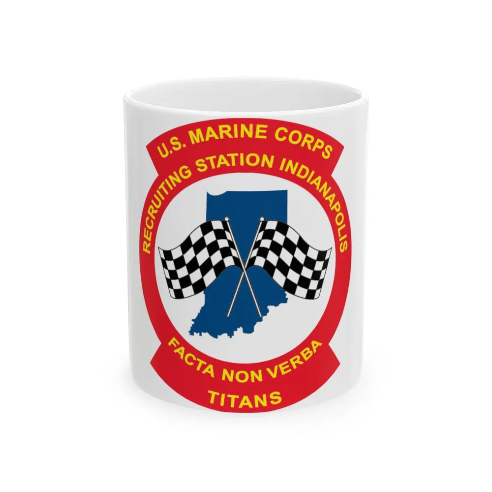 USMC Recruiting Station Indianapolis (USMC) White Coffee Mug-11oz-Go Mug Yourself