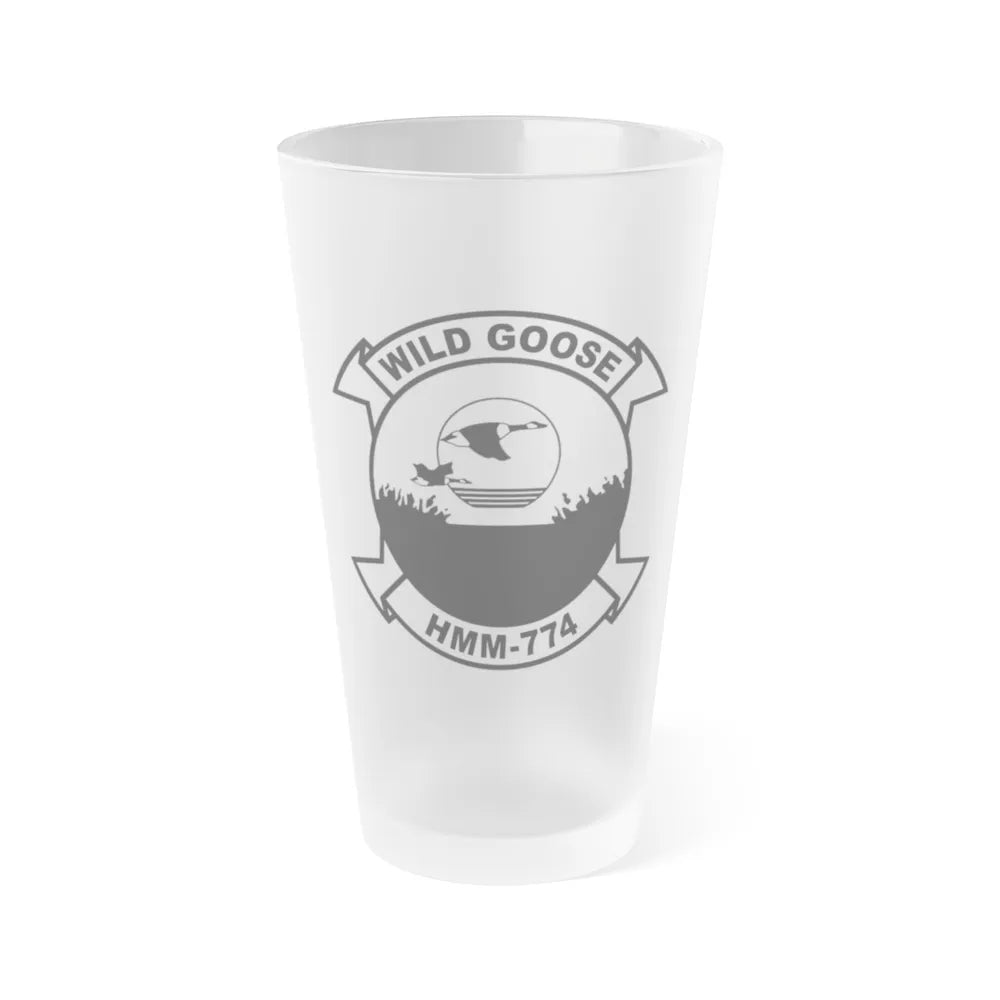 USMC United States Marine Corps Wild Goose HMM 774 (USMC) Frosted Pint Glass 16oz-Go Mug Yourself