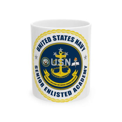 USN Senior Enlisted Academy NEW (U.S. Navy) White Coffee Mug-11oz-Go Mug Yourself