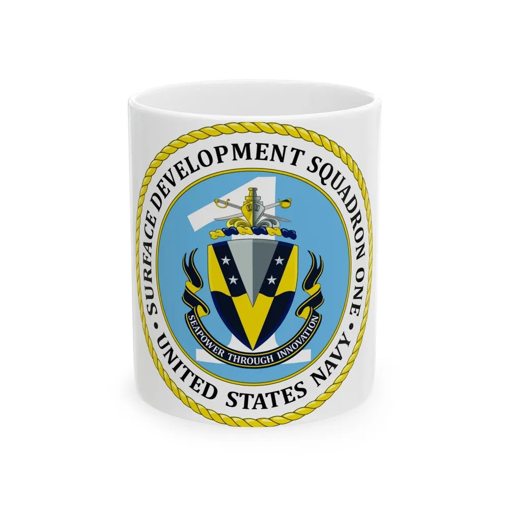 USN Surface Development Squadron One (U.S. Navy) White Coffee Mug-11oz-Go Mug Yourself