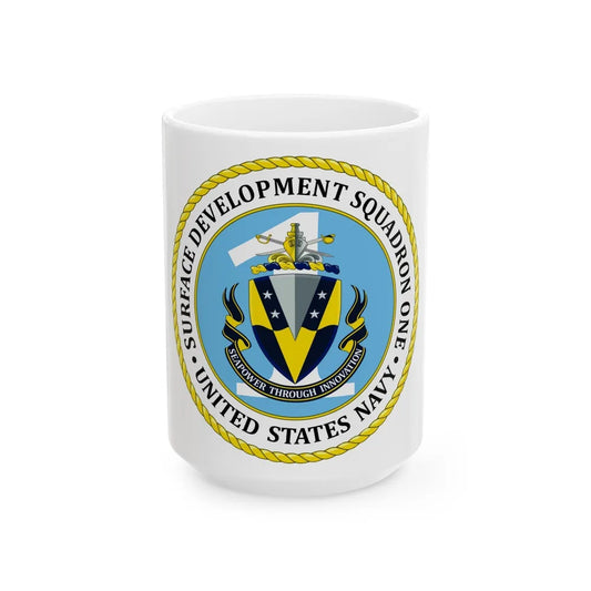 USN Surface Development Squadron One (U.S. Navy) White Coffee Mug-15oz-Go Mug Yourself