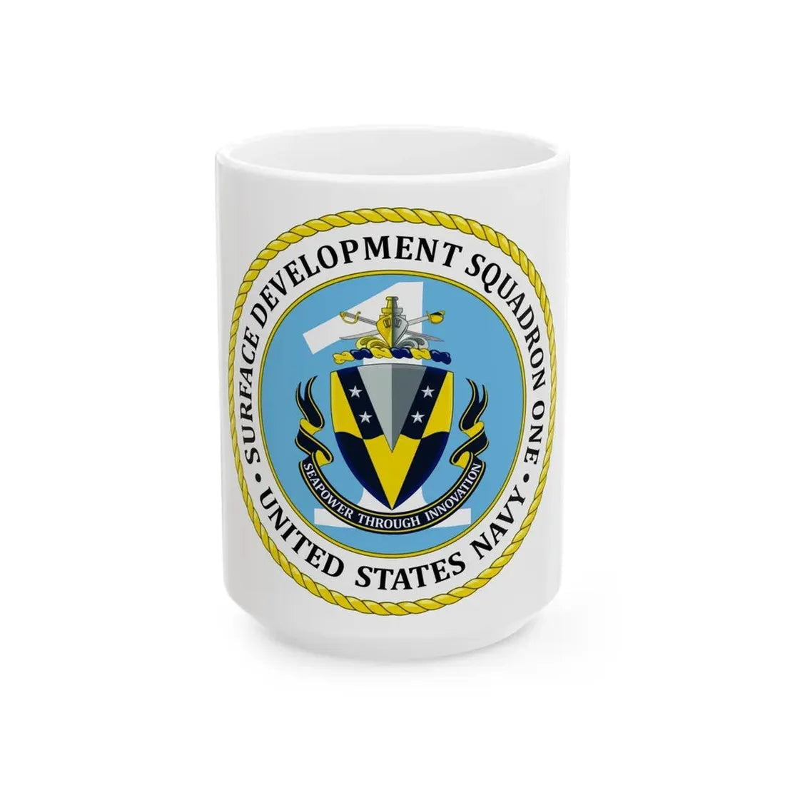 USN Surface Development Squadron One (U.S. Navy) White Coffee Mug 15oz - Go Mug Yourself