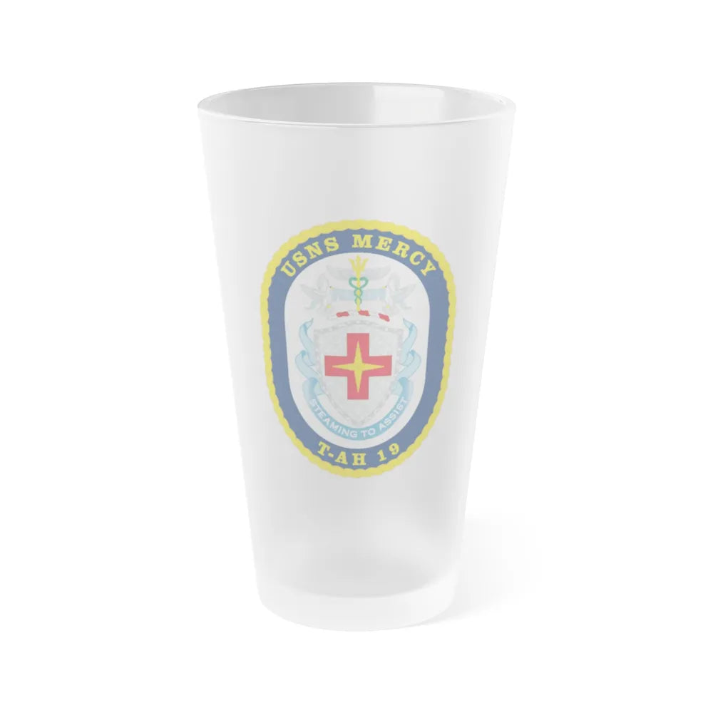 USNS Mercy T AH 19 (U.S. Navy) Frosted Pint Glass 16oz-Go Mug Yourself