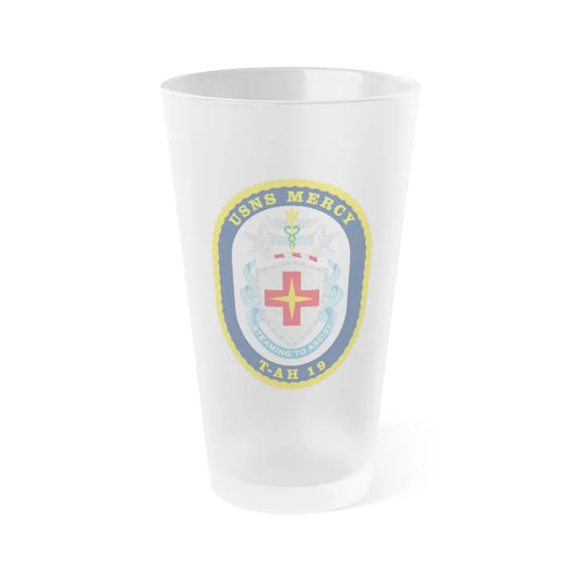 USNS Mercy T AH 19 (U.S. Navy) Frosted Pint Glass 16oz-Go Mug Yourself