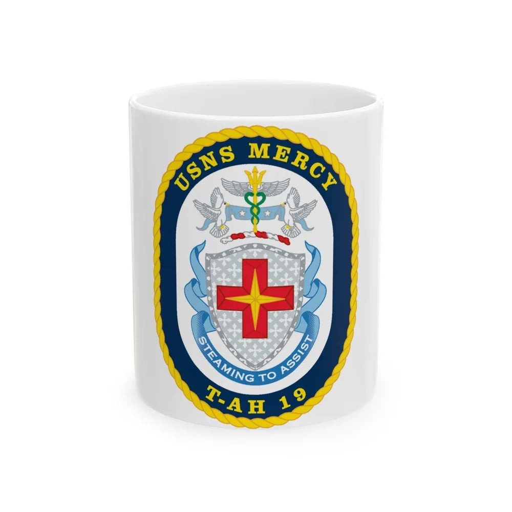 USNS Mercy T AH 19 (U.S. Navy) White Coffee Mug-11oz-Go Mug Yourself