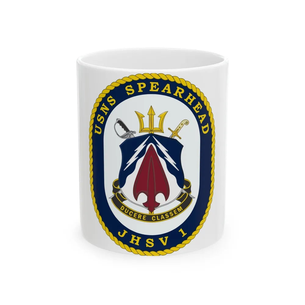 USNS Spearhead JHSV 1 (U.S. Navy) White Coffee Mug-11oz-Go Mug Yourself